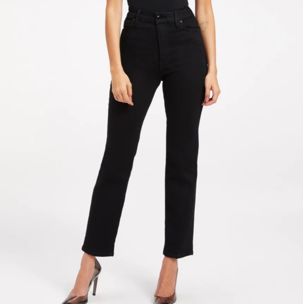 Good American 00-4  ALWAYS FITS GOOD CLASSIC SLIM STRAIGHT JEANS Black Jeans